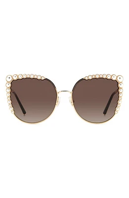 Carolina Herrera 58mm Cat Eye Sunglasses in Rose Gold /Brown Gradient at Nordstrom