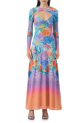 AFRM Cyr Print Two-Piece Maxi Dress Neon Botanical at Nordstrom,