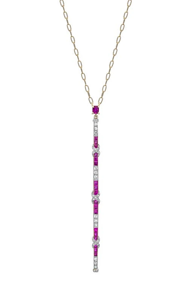 Mindi Mond Ruby & Diamond Crisscross Pendant Necklace in Gold/platinum/diamond/ruby at Nordstrom