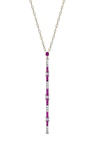 Mindi Mond Ruby & Diamond Crisscross Pendant Necklace in Gold/platinum/diamond/ruby at Nordstrom