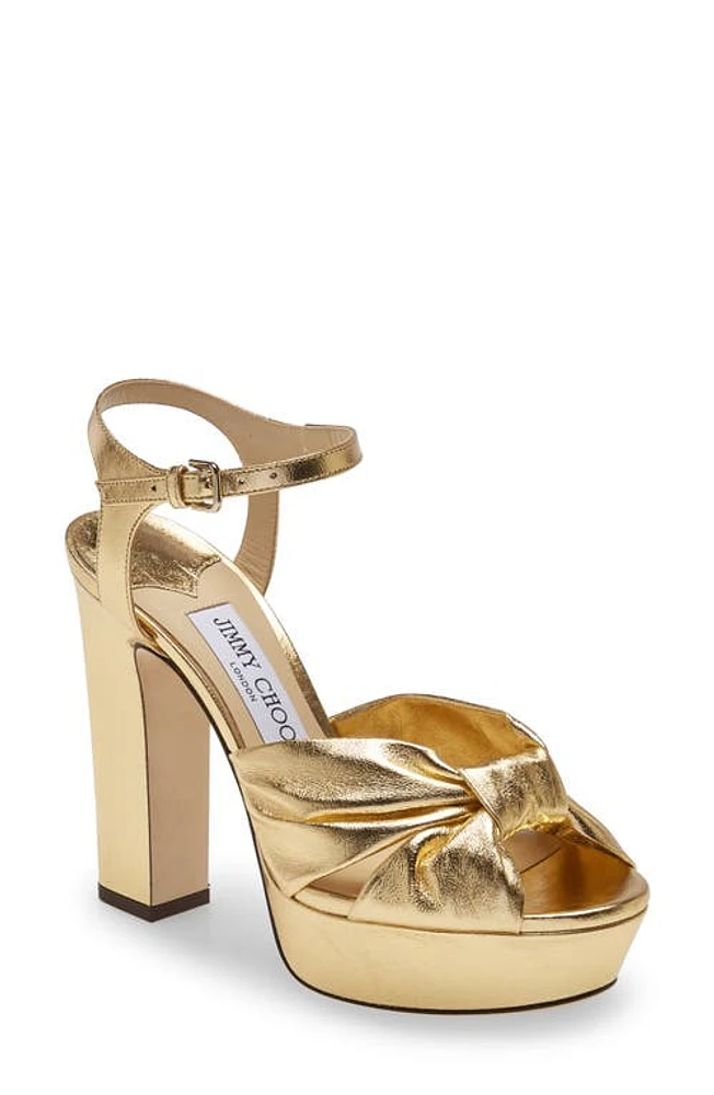 Jimmy Choo Heloise Metallic Platform Sandal Gold at Nordstrom