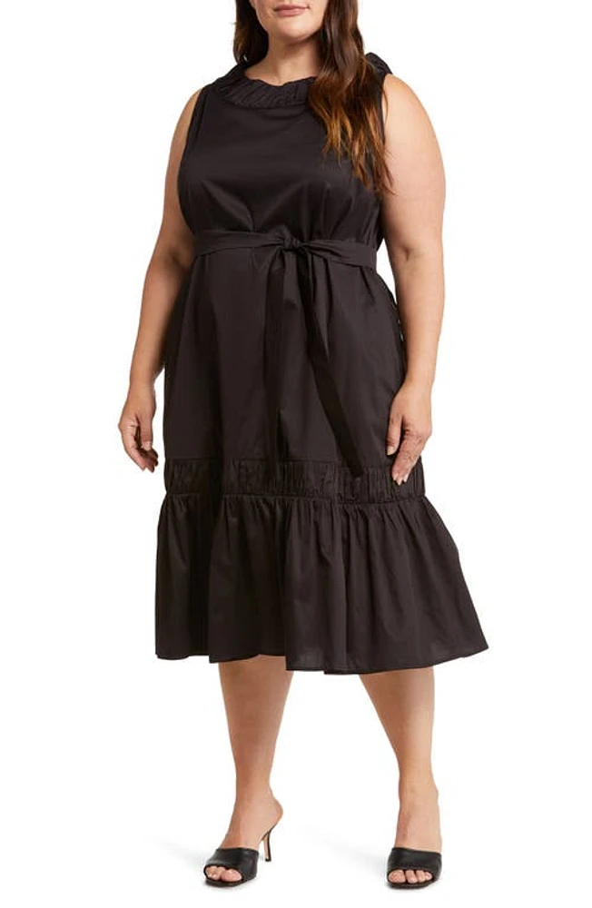 HARSHMAN Naveen Belted Midi Dress Black at Nordstrom,