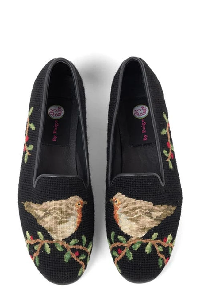 ByPaige Needlepoint Bird Flat Robin On Black at Nordstrom,