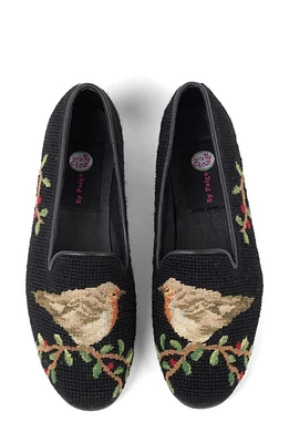 ByPaige Needlepoint Bird Flat Robin On Black at Nordstrom,