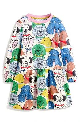 Mini Boden Kids' Long Sleeve Cotton Sweatshirt Dress Multi Dogs at Nordstrom,