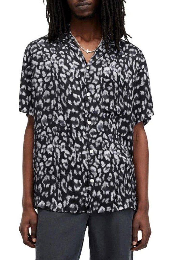 AllSaints Leopaz Relaxed Fit Short Sleeve Camp Shirt at Nordstrom,