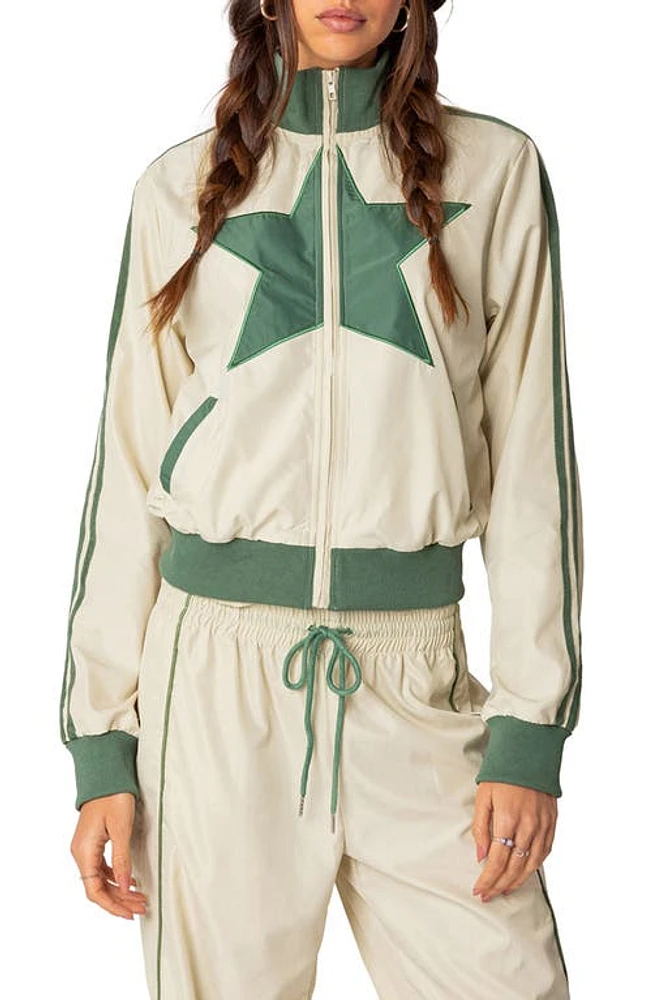 EDIKTED Superstar Track Jacket Off-White-And-Olive at Nordstrom,