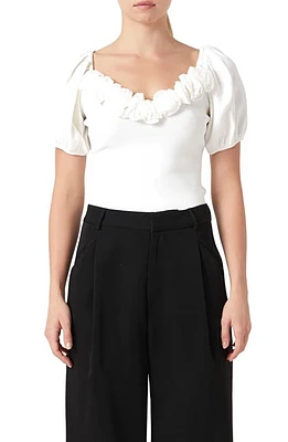 Endless Rose 3D Flower Knit Top White at Nordstrom,