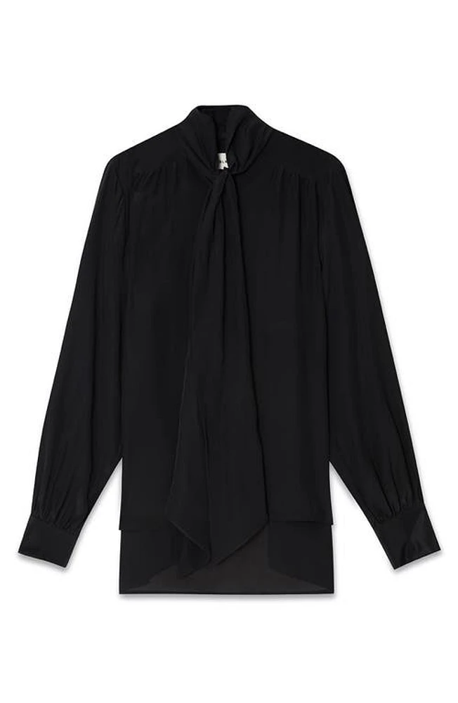 BLK DNM Tie Neck Button-Up Shirt Black at Nordstrom, Us