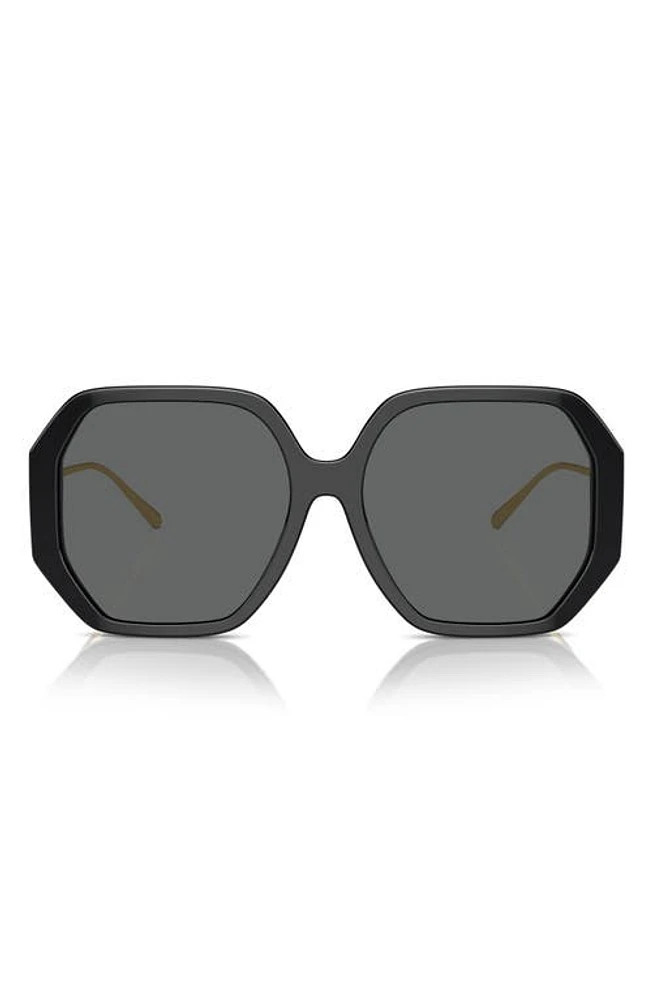 Tory Burch 57mm Irregular Sunglasses in Black at Nordstrom