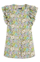 vineyard vines Print Flutter Sleeve Button-Up Top - at Nordstrom,