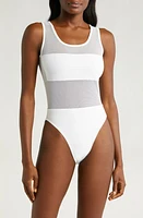 Norma Kamali Dash Dash Mesh Inset One-Piece Swimsuit in Snow White/Snow White at Nordstrom, Size X-Small