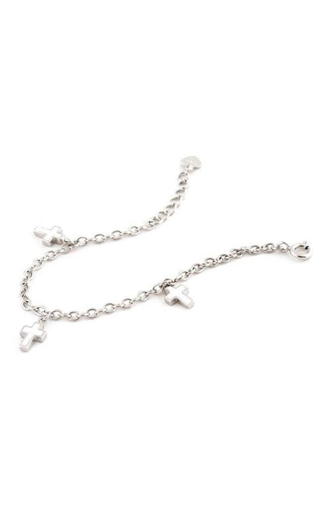 Speidel Enameled Cross Sterling Silver Charm Bracelet in None at Nordstrom