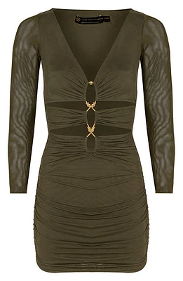 ViX Swimwear Luna Long Sleeve Mesh Cover-Up Minidress Green at Nordstrom,