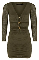 ViX Swimwear Luna Long Sleeve Mesh Cover-Up Minidress Green at Nordstrom,