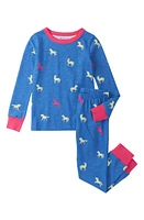 Hatley Kids' Unicorn Print Glow the Dark Organic Cotton Fitted Two-Piece Pajamas Blue at Nordstrom,