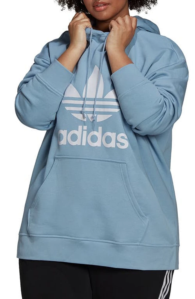 adidas Originals Trefoil Graphic Hoodie in Ambient Sky at Nordstrom, Size 1X