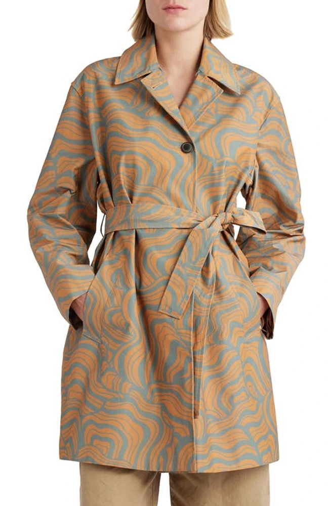 Dries Van Noten Ramblas Abstract Swirl Water Repellent Trench Coat Rust 701 at Nordstrom, Us