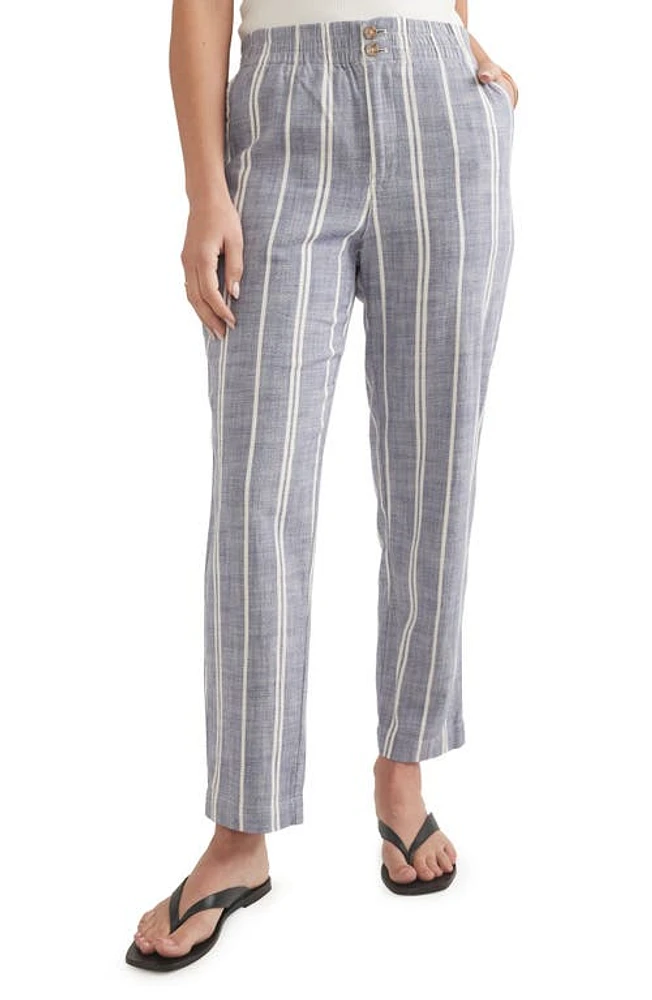 Marine Layer Elle Midweight Pants Skipper Blue Stripe at Nordstrom,