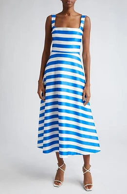 Emilia Wickstead Shiloh Stripe Twill Midi Dress Blue at Nordstrom, Us