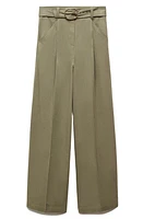 MANGO Angie Belted Wide Leg Pants Beige - Khaki at Nordstrom,