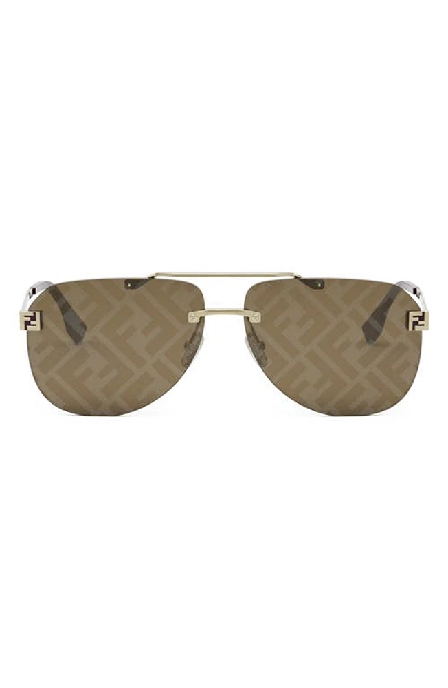 'Fendi Sky 61mm Pilot Sunglasses in Gold /Brown Mirror at Nordstrom