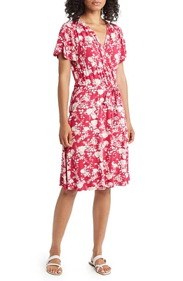 Loveappella Short Sleeve Jersey Faux Wrap Dress at Nordstrom,