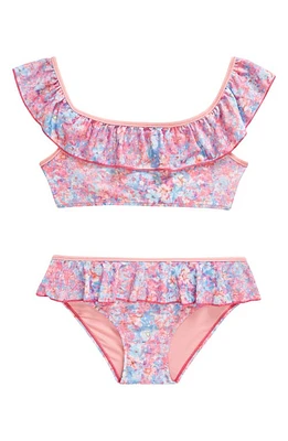 Boardies Kids' Ditzy Ruffle Two-Piece Swimsuit Pink Multi at Nordstrom,