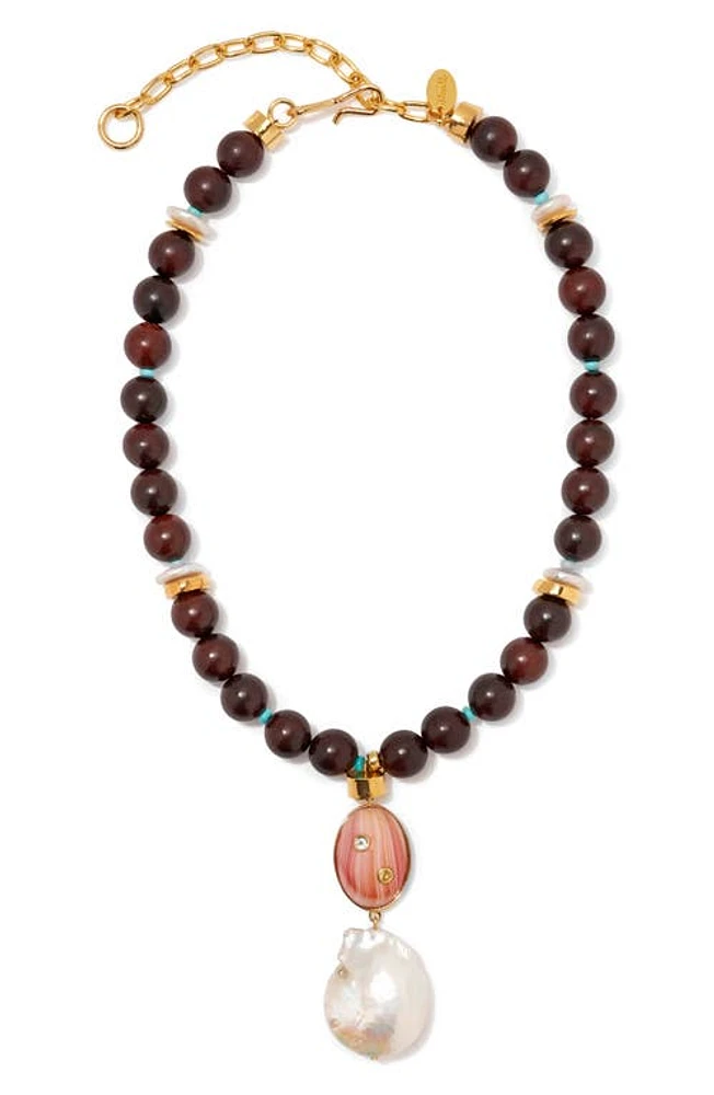 Lizzie Fortunato Gaia Beaded Pendant Necklace in Multi at Nordstrom