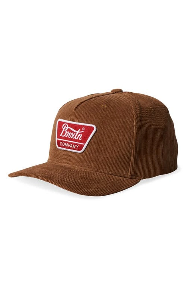 Brixton Linwood Corduroy Trucker Hat in Bison/Red at Nordstrom