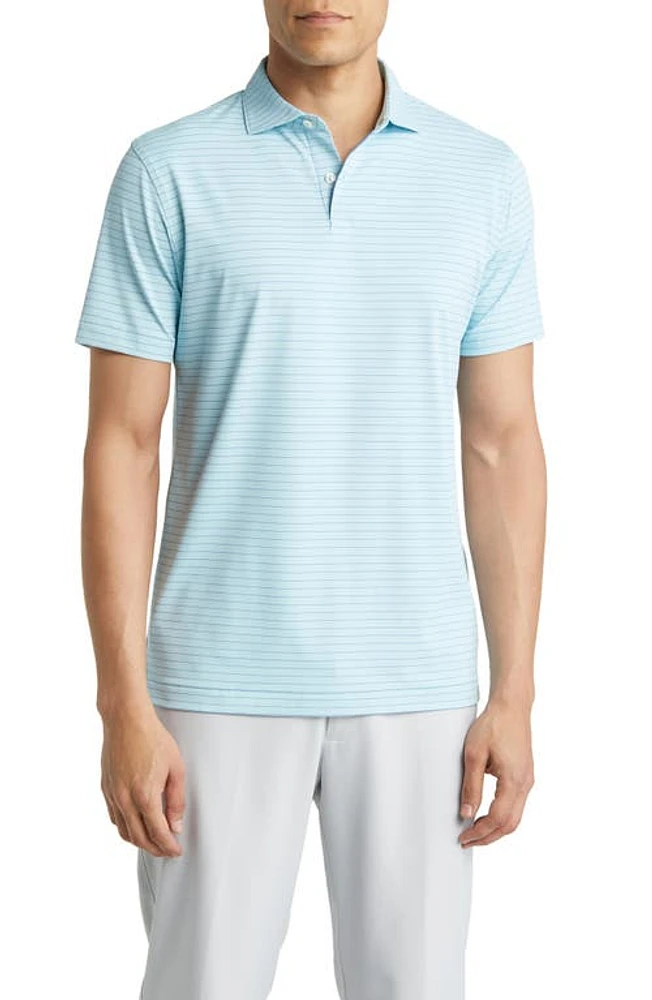 Peter Millar Duet Stripe Jersey Performance Polo in Cirrus Blue at Nordstrom, Size Medium