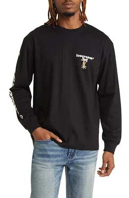 ICECREAM No Flakes Long Sleeve Graphic T-Shirt Black at Nordstrom,