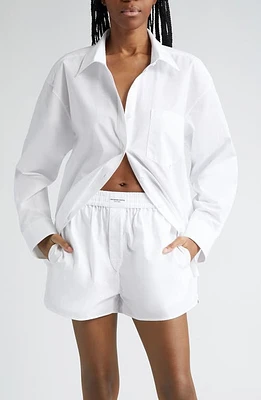 Alexander Wang Oversize Boyfriend Button-Up Shirt in White at Nordstrom, Size Large