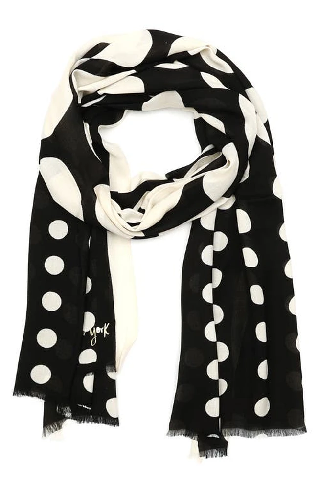 Kate Spade New York dots & bubbles oblong scarf in Black/Cream at Nordstrom