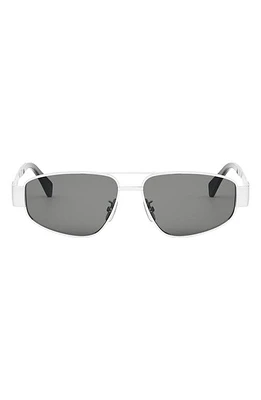 CELINE Triomphe 57mm Pilot Sunglasses in Shiny Palladium /Smoke at Nordstrom