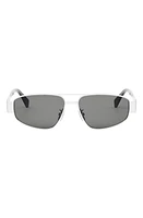 CELINE Triomphe 57mm Pilot Sunglasses in Shiny Palladium /Smoke at Nordstrom