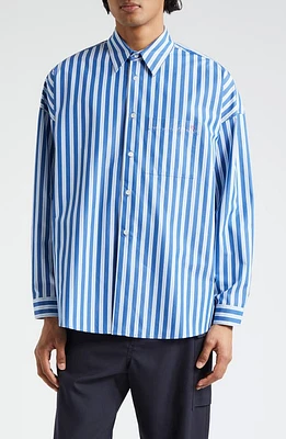 Marni Stripe Organic Cotton Poplin Button-Up Shirt Opal at Nordstrom, Us