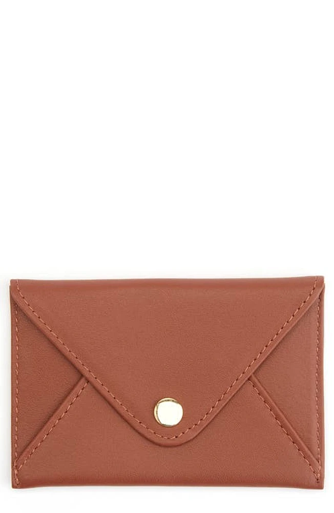 ROYCE New York Leather Envelope Card Holder in Tan at Nordstrom