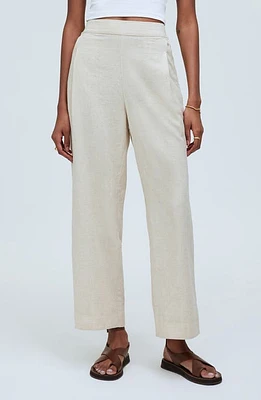 Madewell Pull-On Crop Straight Leg Linen Pants at Nordstrom,