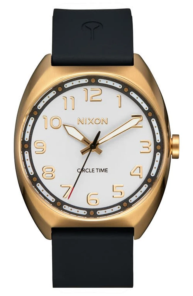 Nixon Mullet Silicone Strap Watch in Light Gold /White at Nordstrom