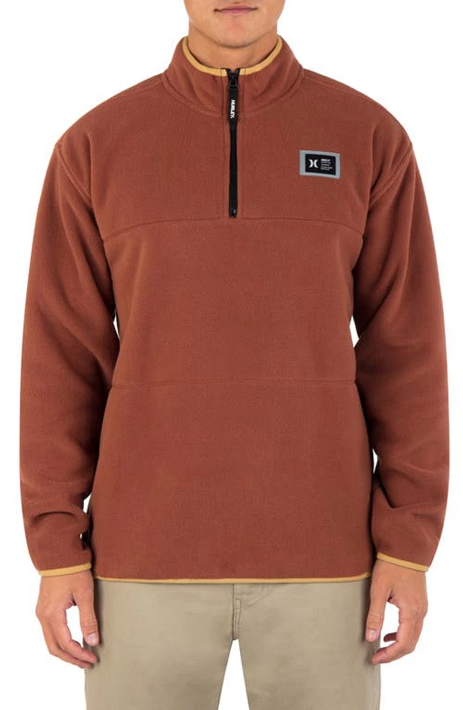 Hurley Mesa Windchill Quarter-Zip Fleece Sweatshirt Zion Rust at Nordstrom,