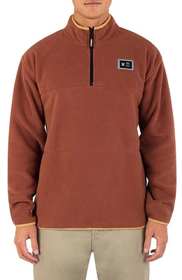 Hurley Mesa Windchill Quarter-Zip Fleece Sweatshirt Zion Rust at Nordstrom,