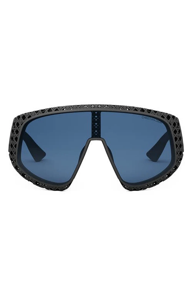 'Dior3D M1U Mask Sunglasses in Matte Black /Blue at Nordstrom