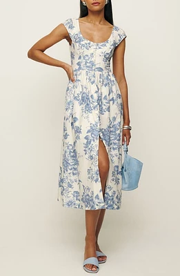 Reformation Florrie Floral Cotton Midi Dress Courtier at Nordstrom,