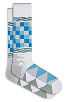 Bugatchi Geo Pattern Dress Socks in Stone at Nordstrom