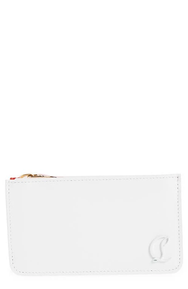 Christian Louboutin Loubi54 Leather Zip Card Case in W240 Bianco/Bianco at Nordstrom