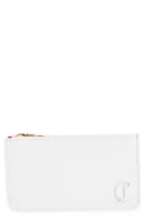 Christian Louboutin Loubi54 Leather Zip Card Case in W240 Bianco/Bianco at Nordstrom