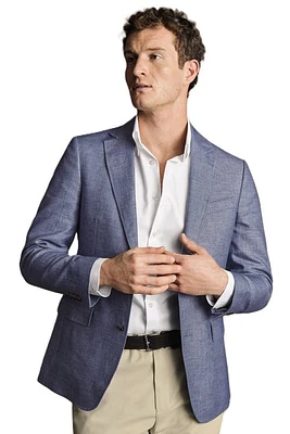 Charles Tyrwhitt Linen Cotton Slim Fit Jacket Cobalt Blue at Nordstrom,