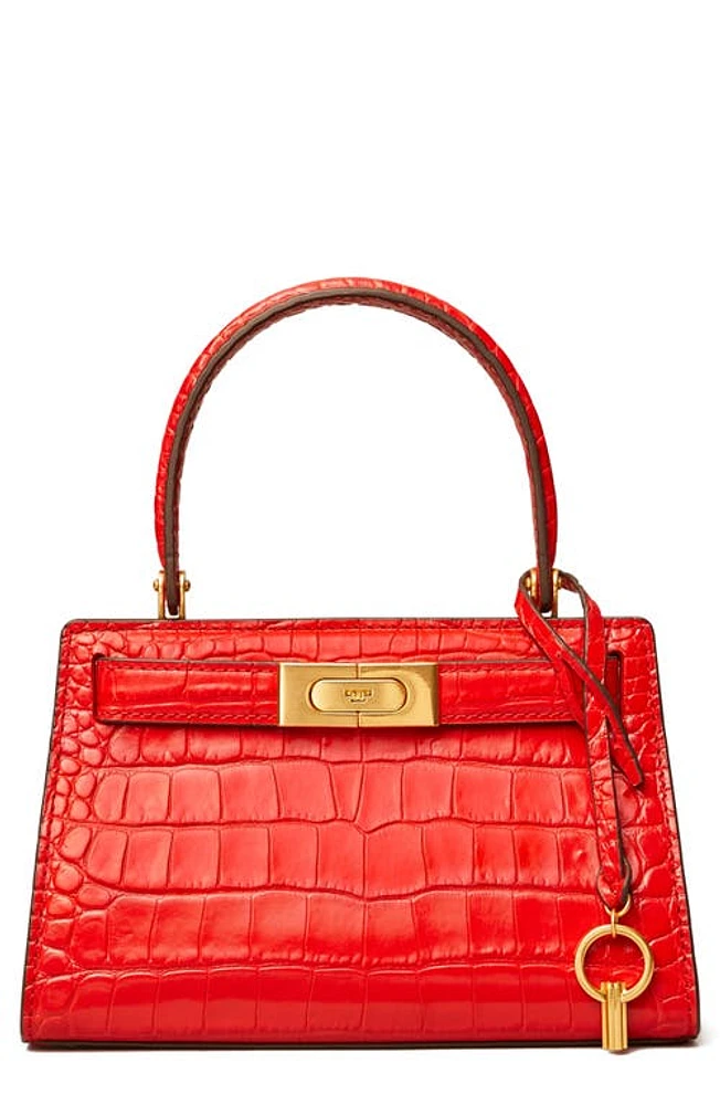 Tory Burch Lee Radziwill Croc Embossed Leather Tote in Brilliant Red at Nordstrom