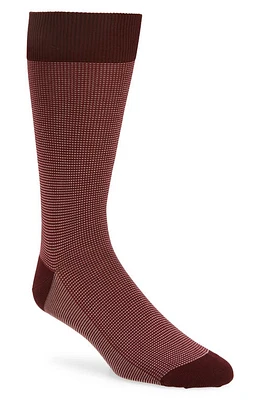 Pantherella Tewkesbury Cotton Blend Bird's Eye Dress Socks in Burgundy at Nordstrom, Size Large